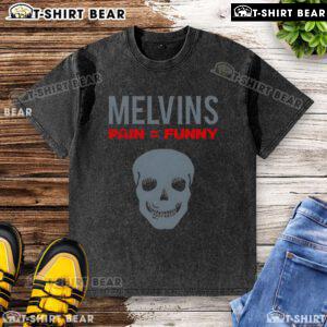 Alt Text: Official Melvins Pain Funny Skull Washed T-Shirt featuring a unique skull graphic, perfect for fans and casual wear.
