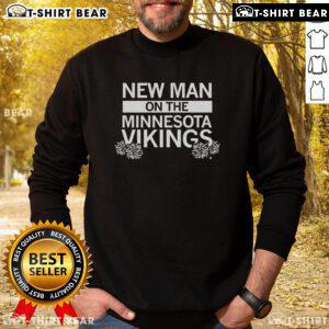 Official New Man on the Vikings sweatshirt featuring bold team logo and comfortable design, perfect for fans.