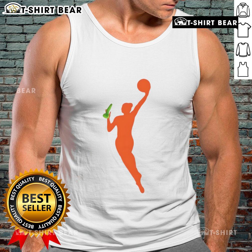 Alt Text: Official New WNBA Logo sex toy meme tank top featuring a humorous design for basketball fans.