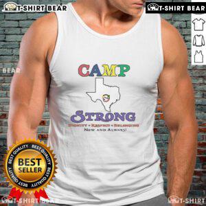 Official Texas Camp Strong Now and Always Tank Top in vibrant colors, perfect for showing Texas pride and camp spirit.