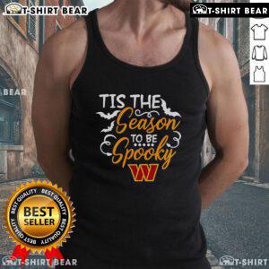 Official Tis The Season To Be Spooky Washington Commanders tank top featuring festive Halloween graphics and team logo.