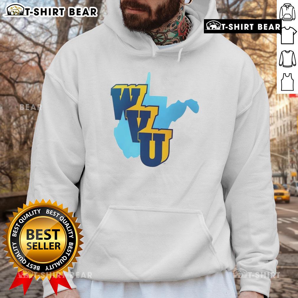 Alt Text: Official West Virginia Mountaineers Football 1965 throwback hoodie featuring vintage design and team colors.