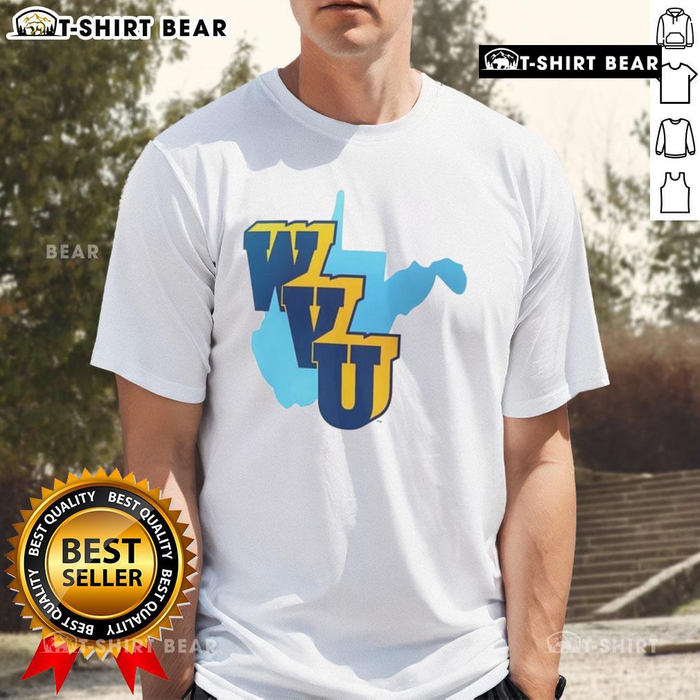 Alt Text: Official West Virginia Mountaineers Football 1965 Throwback T-Shirt featuring vintage logo and classic design.