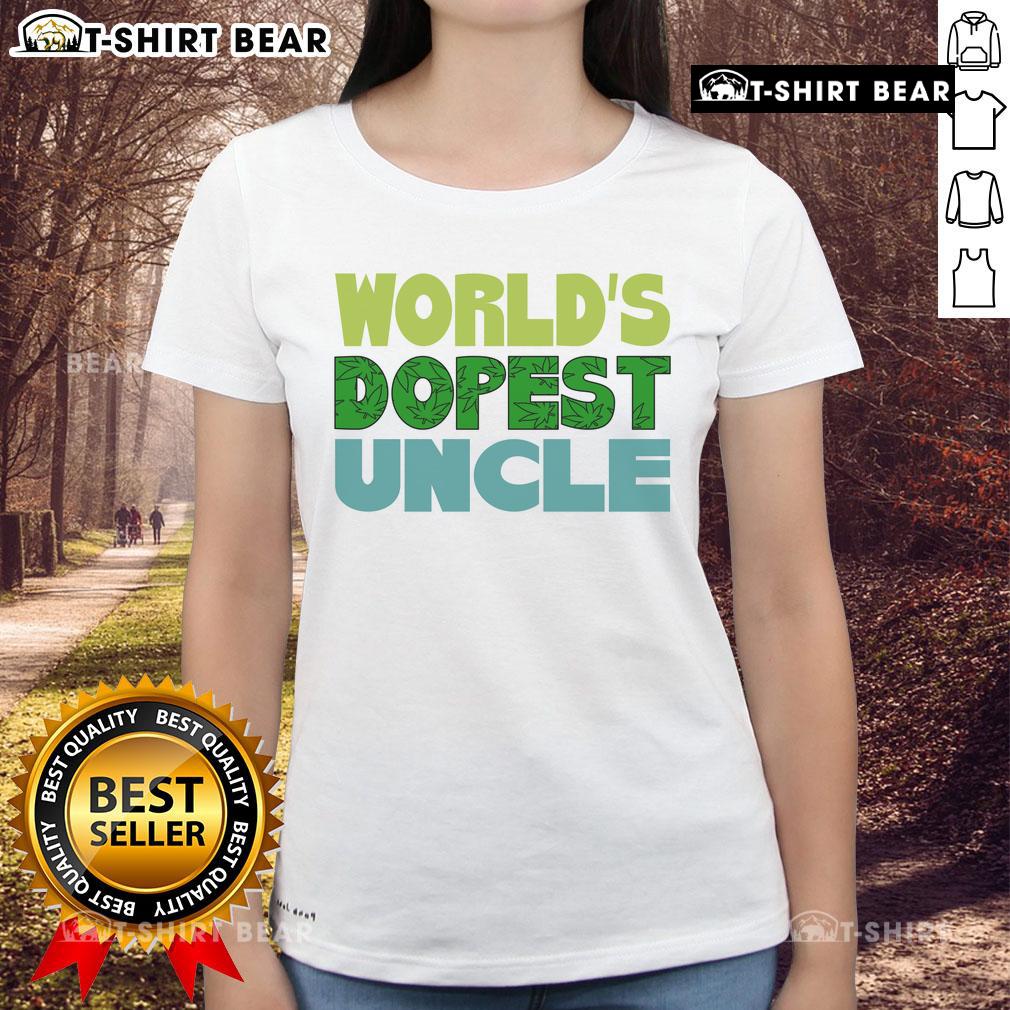 Official Worlds Dopest Uncle Ladies Tee featuring a stylish design, perfect gift for proud uncles and trendy women.