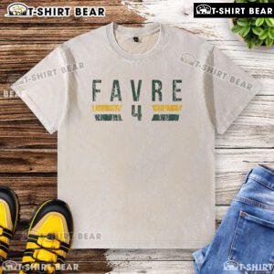 Alt Text: Original Brett Favre Green Bay Packers font washed t-shirt featuring classic design and team colors.