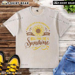 Original 'Don't Lose Hope in the Darkest Night' washed t-shirt featuring uplifting design and soft fabric for comfort.