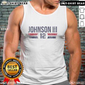 Alt Text: Tre Johnson III Number 12 tank top featuring original Washington Wizards font design, perfect for fans.