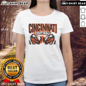 Premium Cincinnati Football Retro Grunge Ladies Tee featuring a stylish vintage design perfect for fans.