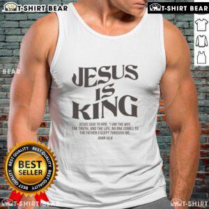 Premium Jesus Is King Vintage Classic Tank Top featuring bold lettering and a stylish design for faith-inspired fashion.