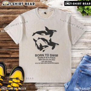 Premium Killer Whales Born To Swim T-Shirt featuring bold graphics of orcas, perfect for sea beast enthusiasts.