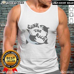 Premium Sink The Rich political meme tank top featuring killer whales, perfect for eco-conscious fashion lovers.