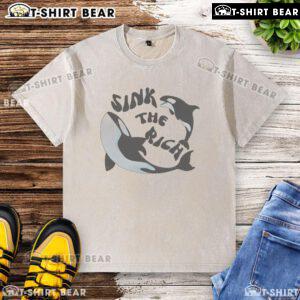 Premium Sink political meme featuring killer whales on a washed T-shirt, perfect for humor and style lovers.