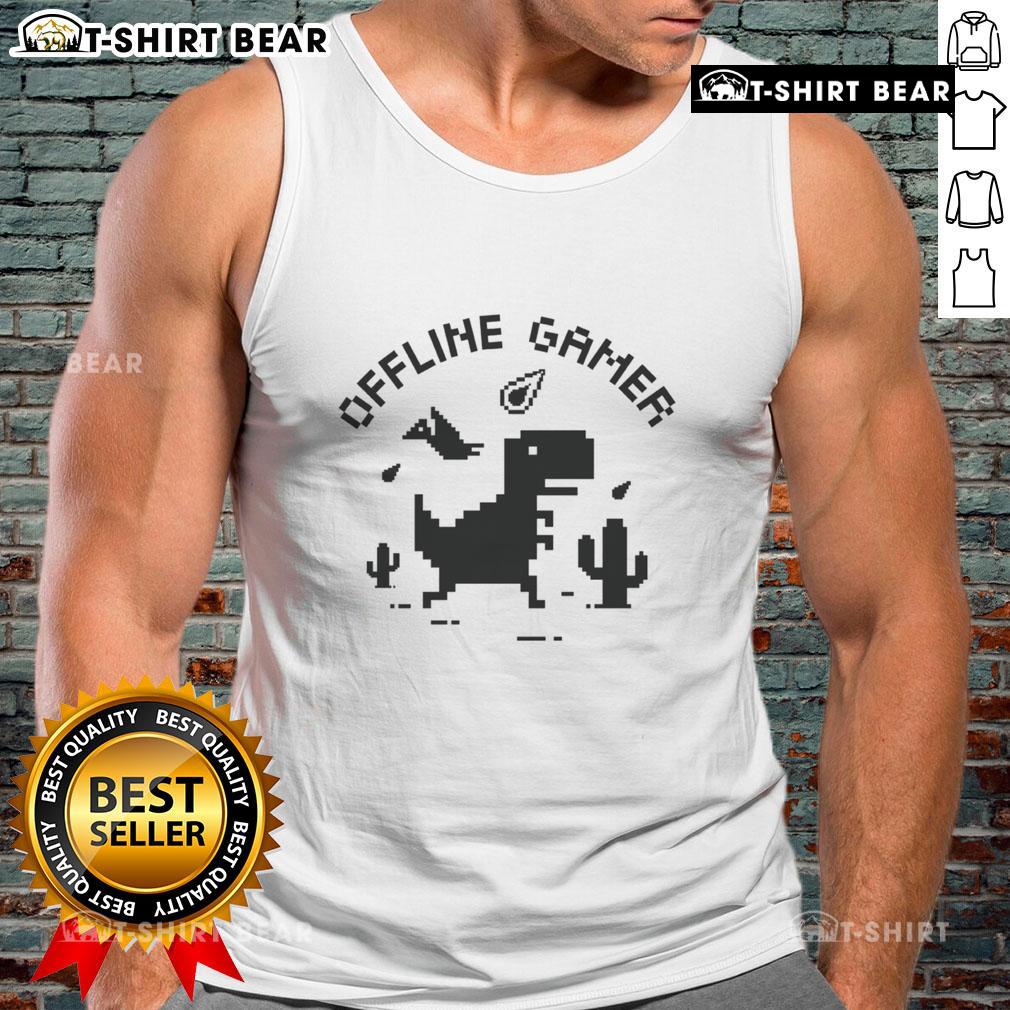 Premium T-Rex Dinosaur Game Offline Gamer Tank Top featuring a vibrant T-Rex graphic for gaming enthusiasts.