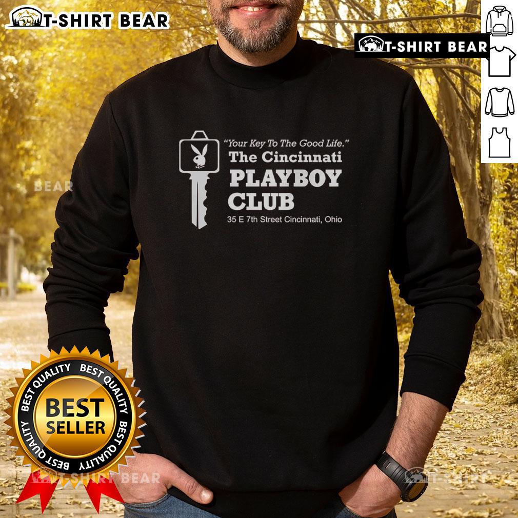 Alt Text: Stylish Premium Cincinnati Playboy Club Sweatshirt featuring iconic logo and comfortable design for casual wear.