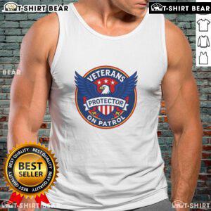 Premium Veterans On Patrol Protector Eagle Logo Tank Top featuring a bold eagle emblem for veterans' support.