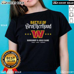 Premium Washington Commanders Battle of Brotherhood Burgundy and Gold Game Ladies Tee showcasing team pride and style.