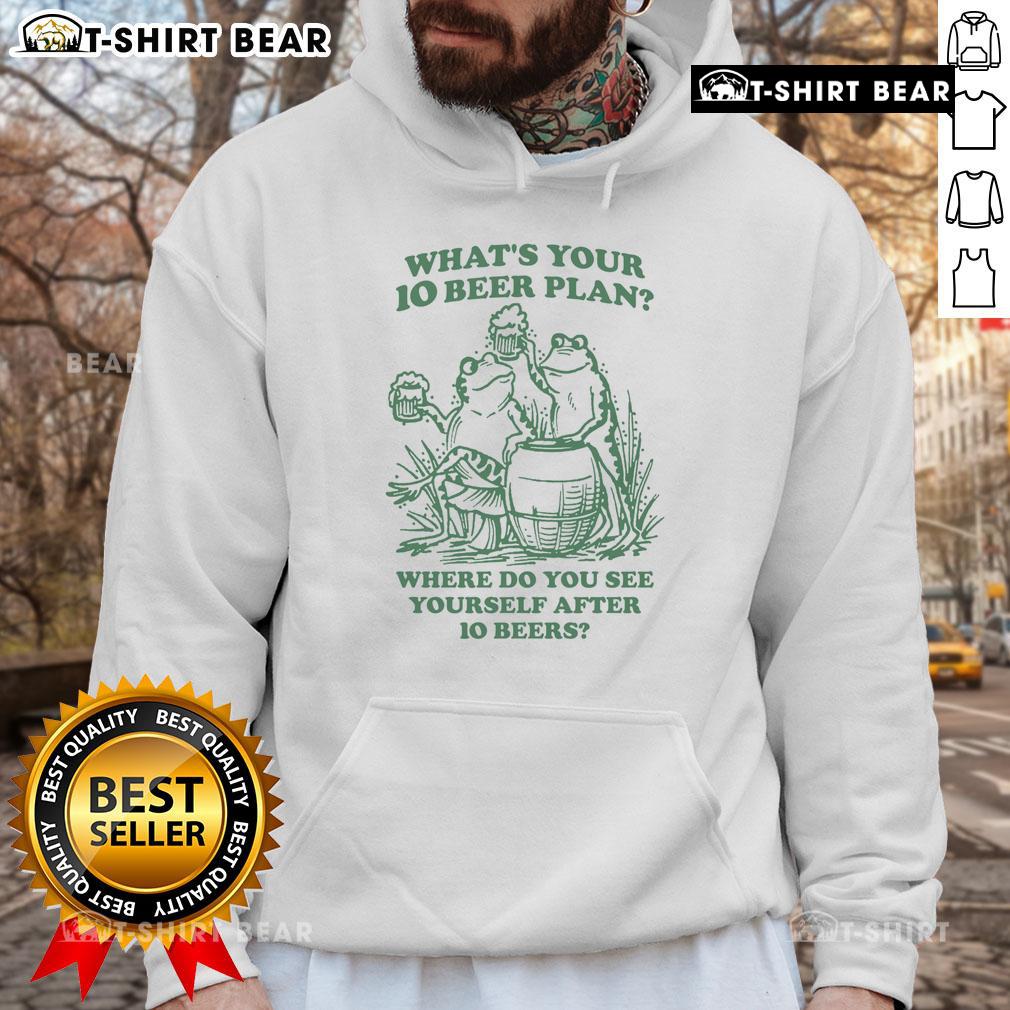 Alt Text: Cozy Premium hoodie featuring What's Your 10 Beer Plan? design, perfect for casual outings or beer-themed events.