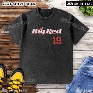 Alt Text: Premium Wrigley's Big Red 19 Washed T-Shirt in vibrant red color, perfect for casual wear and stylish comfort.