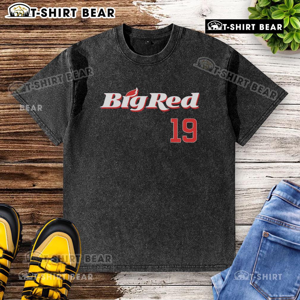Alt Text: Premium Wrigley's Big Red 19 Washed T-Shirt in vibrant red color, perfect for casual wear and stylish comfort.