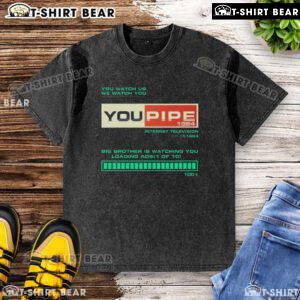 Premium YouPipe Big Brother Is Watching washed t-shirt featuring a stylish graphic design and soft fabric for comfort.
