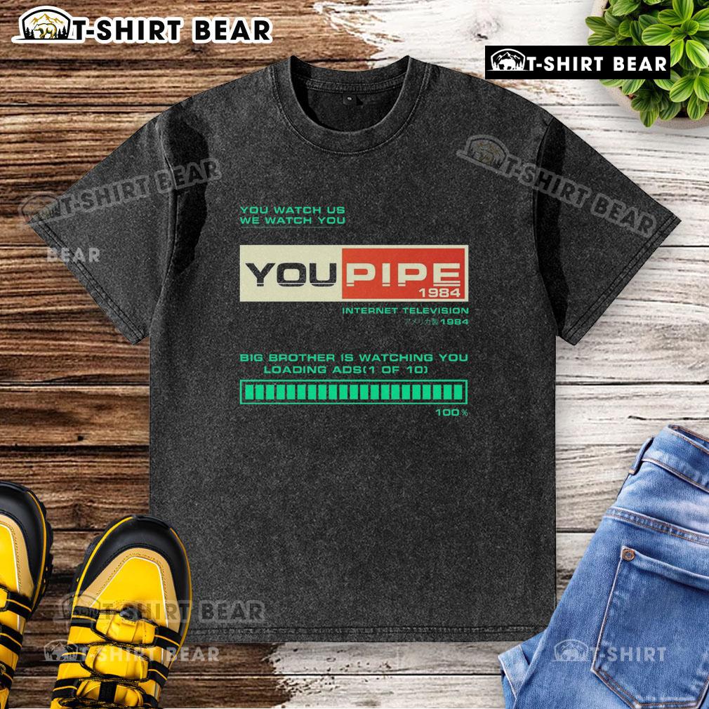 Premium YouPipe Big Brother Is Watching washed t-shirt featuring a stylish graphic design and soft fabric for comfort.