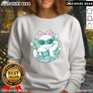 Trendy 90s cute cat sweatshirt featuring a playful feline design, perfect for retro fashion lovers and cat enthusiasts.