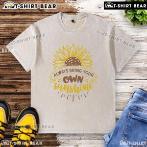 Alt Text: Pretty Always Bring Your Own Sunshine washed t-shirt in vibrant colors, perfect for casual summer outfits.
