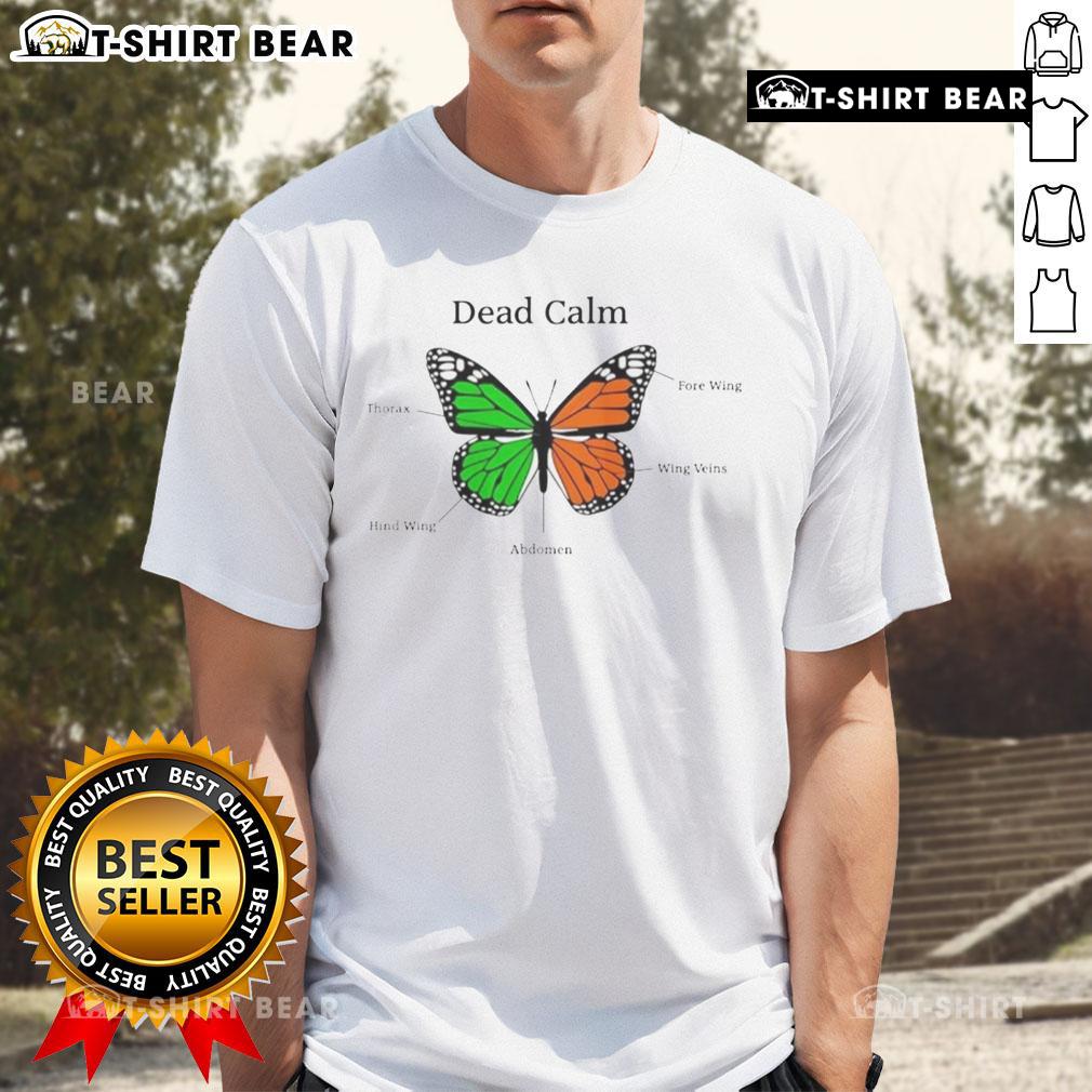 Pretty Butterfly Dead Calm T-Shirt featuring a colorful butterfly design on a relaxed-fit cotton tee for casual wear.