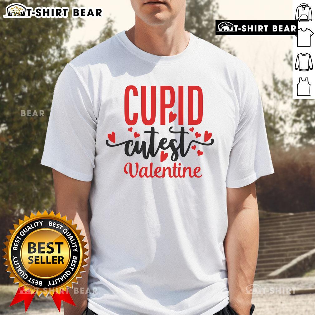 Pretty Cupid Cutest Valentine T-Shirt design with charming heart graphics, perfect for celebrating love on Valentine's Day.