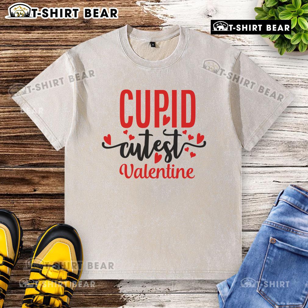 Pretty Cupid Cute Valentine Washed T-Shirt featuring a charming heart design, perfect for Valentine's Day style.