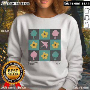 Alt Text: Stylish Pretty Electric Picnic Checkerboard Music and Arts Festival sweatshirt in vibrant colors, perfect for festival wear.