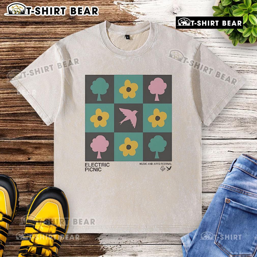 Pretty Electric Picnic Checkerboard Music and Arts Festival washed t-shirt featuring vibrant colors and unique design.