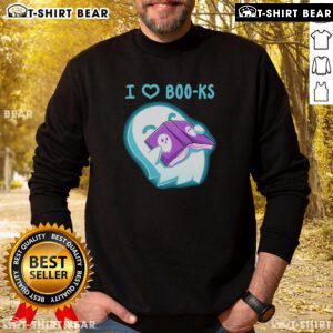 Cute sweatshirt featuring a pretty ghost design with I Heart Boo-ks text, perfect for Halloween and book lovers.