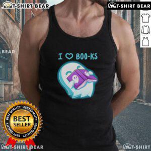Pretty Ghost Book I Heart Boo-ks cute tank top featuring a whimsical ghost design, perfect for book lovers and Halloween.