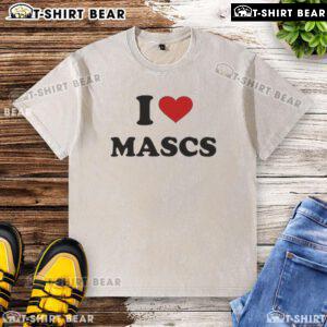 Alt Text: Pretty I Love Mascs Heart Washed T-Shirt in soft fabric, featuring a stylish heart graphic for casual wear.