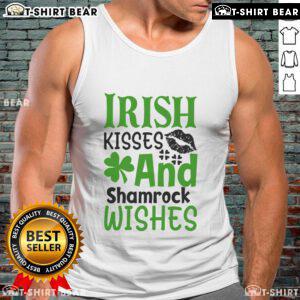 Pretty Irish Kisses and Shamrock Wishes tank top featuring a festive design for St. Patrick's Day celebrations.