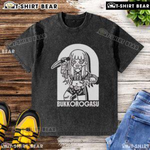 Alt Text: Pretty Mei Seira Bukkorogasu washed t-shirt in soft fabric, featuring a stylish design and relaxed fit.