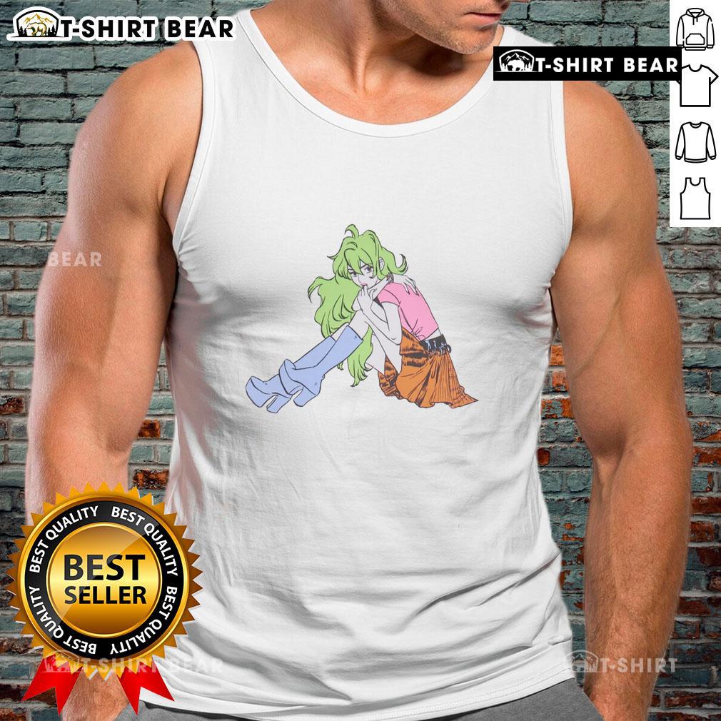 Retro vintage anime tank top featuring Pretty Snotgirl Olive Lottie design in vibrant colors, perfect for casual wear.