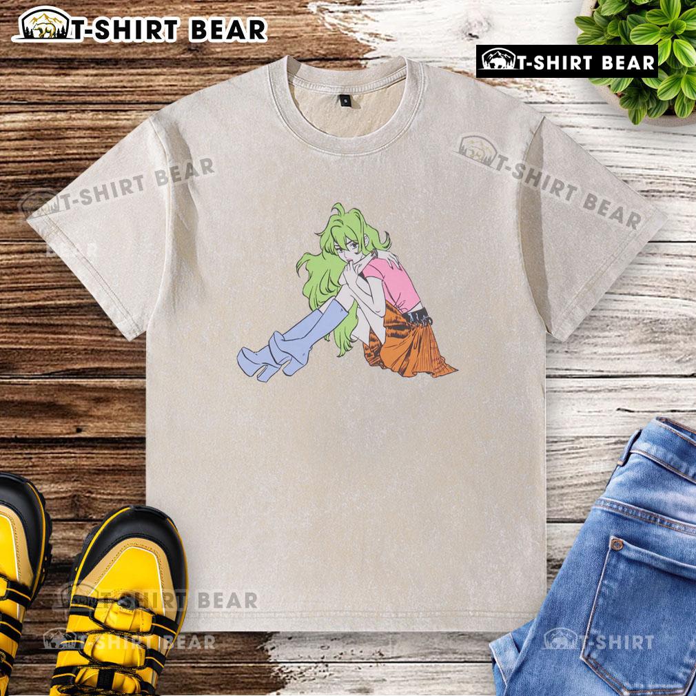 Pretty Snotgirl Olive Lottie Retro Vintage Anime Washed T-Shirt featuring a unique design and soft fabric for casual style.