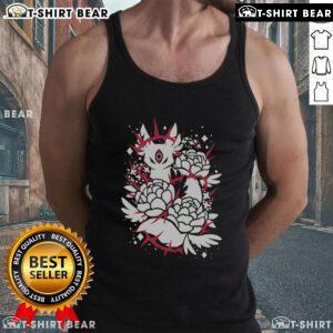 Stylized mythical creature graphic on a tank top, promoting softness and comfort in fashion for unique style enthusiasts.