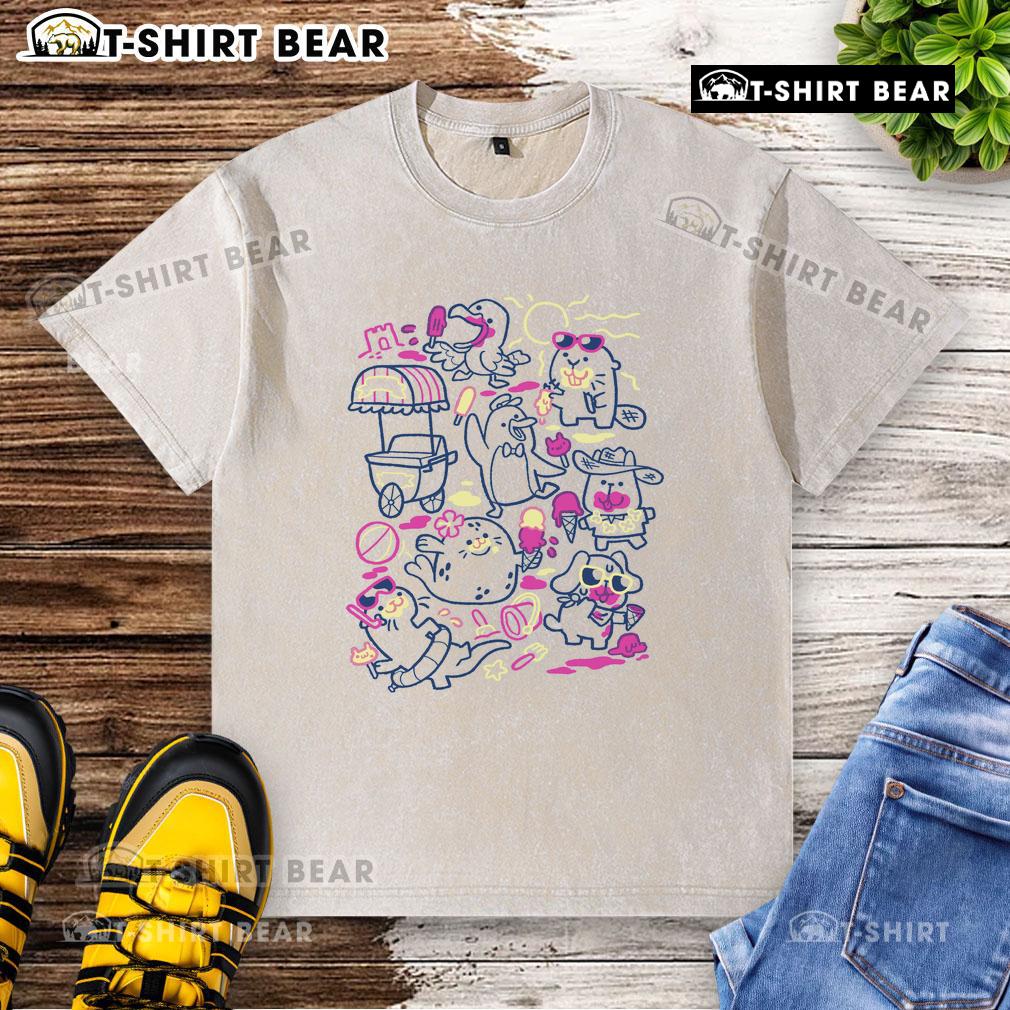 Pretty summertime scoops washed t-shirt in vibrant colors, perfect for casual summer outfits and beach days.
