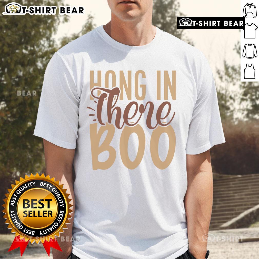 Pretty Hang In There Boo T-Shirt featuring a cute design of a sloth hanging on a branch, perfect for casual wear.