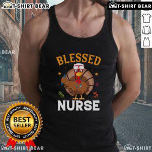 Top Blessed Nurse Turkey Thanksgiving Tank Top featuring a festive turkey design for nurses celebrating Thanksgiving.