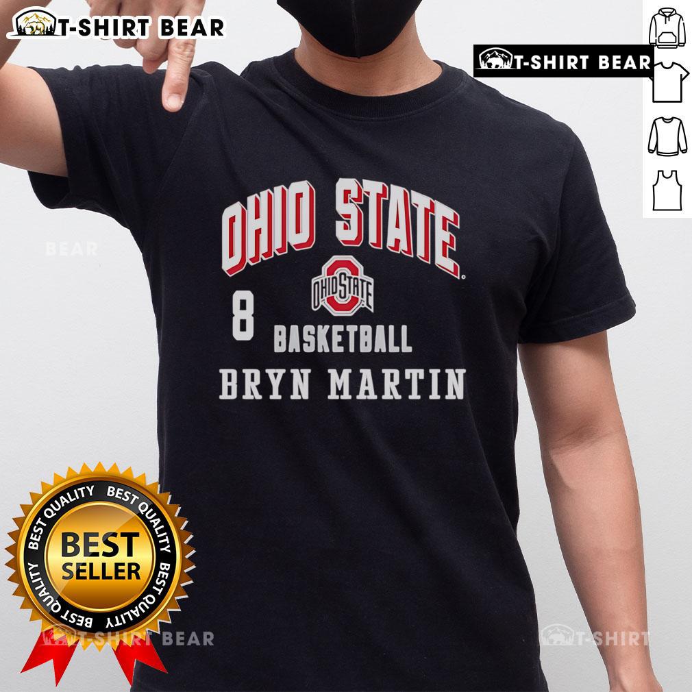 Alt Text: Top Bryn Martin 8 Ohio State Buckeyes Mens T-Shirt featuring team colors and logo, perfect for game day attire.