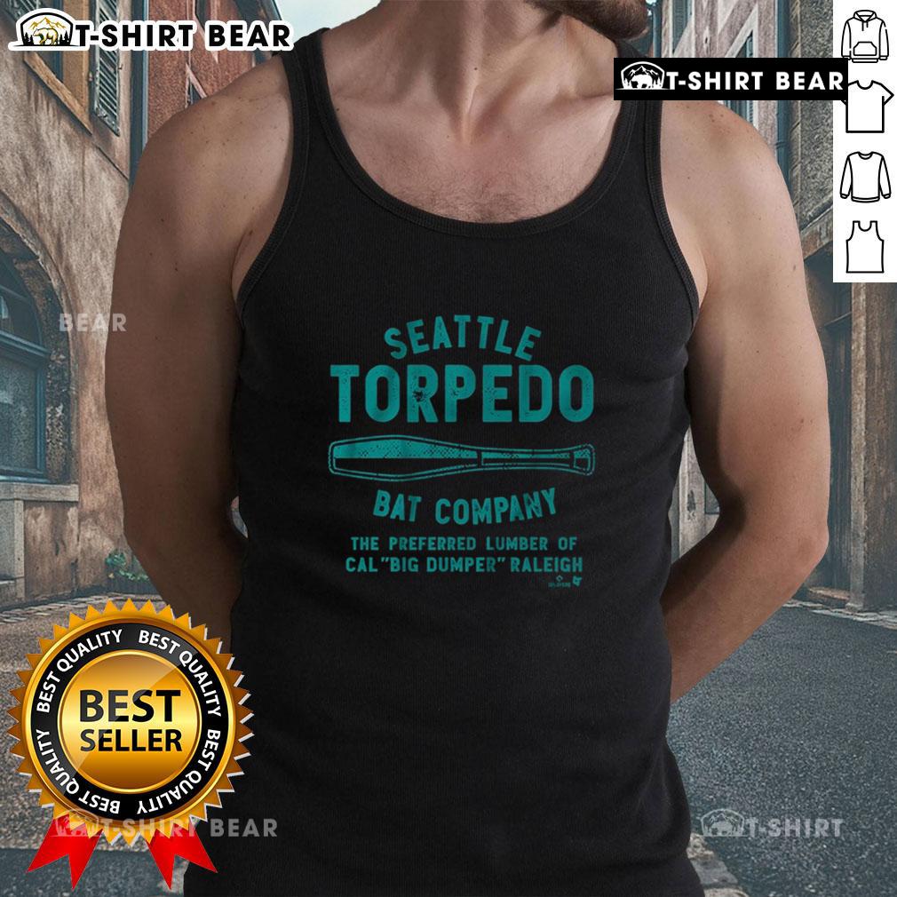 Top Cal Raleigh Seattle Torpedo Bat Company tank top featuring a stylish design, perfect for baseball fans and athletes.