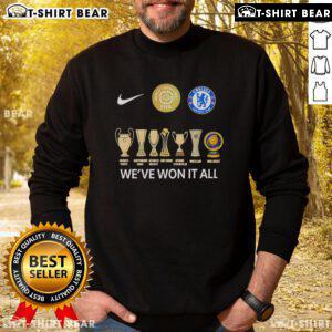 Top Chelsea FC FIFA Club World Cup Champions sweatshirt featuring bold design celebrating their achievements.