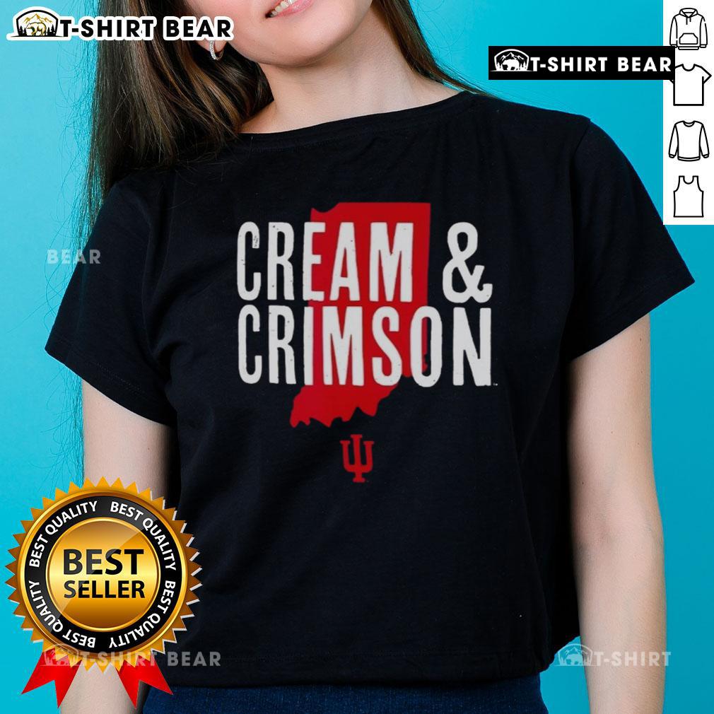 Alt Text: Top cream and crimson Indiana Hoosiers hometown pride ladies tee showcasing team spirit and style.