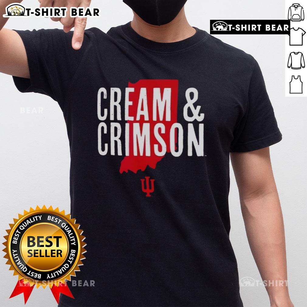 Alt Text: Top cream and crimson Indiana Hoosiers Hometown Pride T-Shirt showcasing team spirit and style for fans.