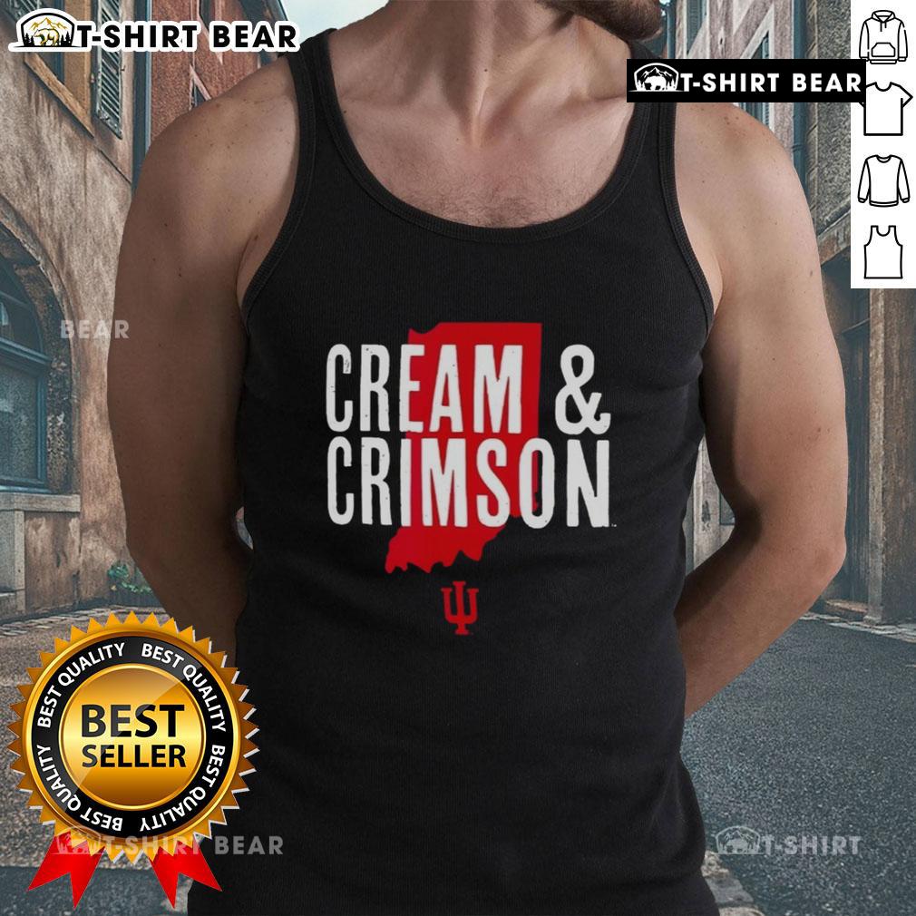 Top cream and crimson Indiana Hoosiers hometown pride tank top featuring vibrant team colors and logo design.