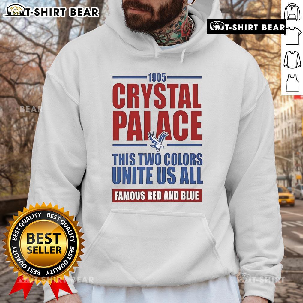 Top Crystal Palace Soccer EPL hoodie in red and blue, celebrating team spirit since 1905, perfect for fans.